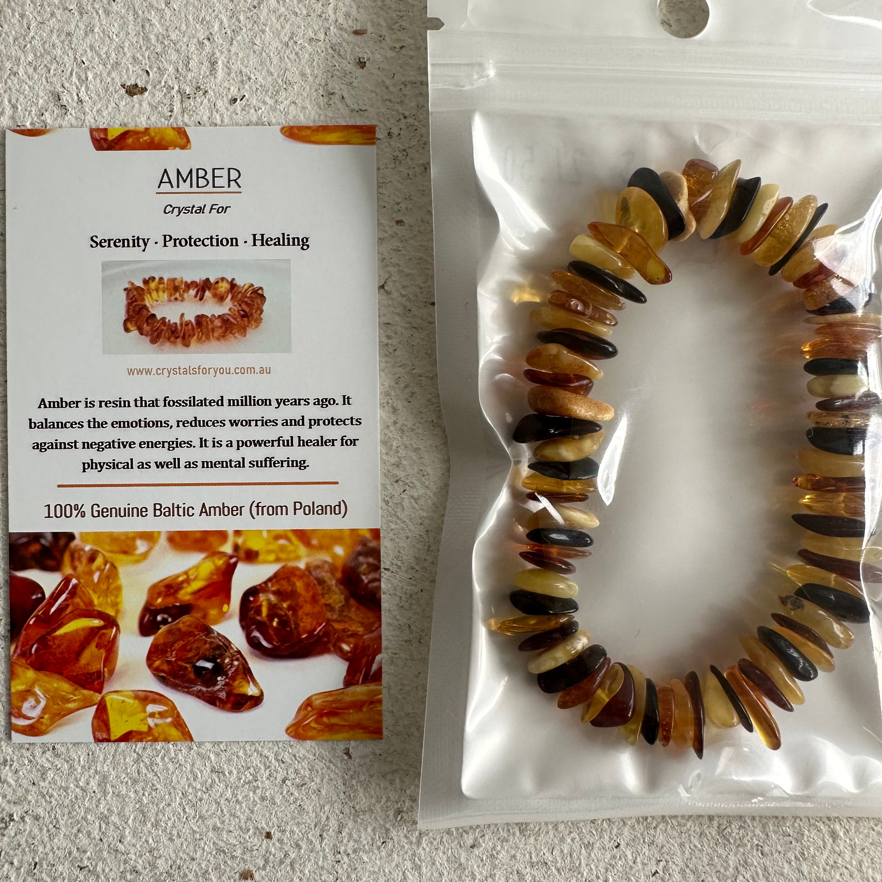 Amber Mixed Chip Bracelet - Large Amber Mixed Chip Bracelet - Large